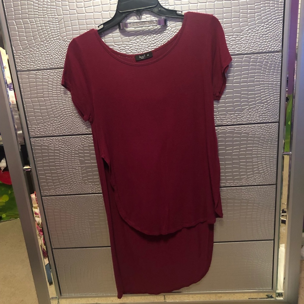 burgundy asymmetrical shirt
